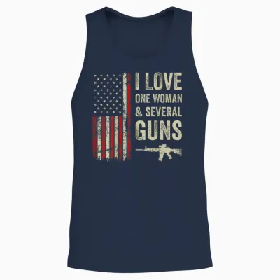 I Love One Woman and Several Guns – Herren-Waffenbesitzer – Auf Der Rückseite Unisex Tank Top - Navy