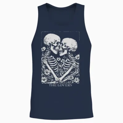 The Lovers Tarot Gothic Occult Pastel Goth Creepy Cute Unisex Tank Top - Navy