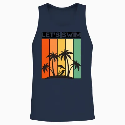 Colorful Retro Let's Swim Unisex Tank Top - Navy