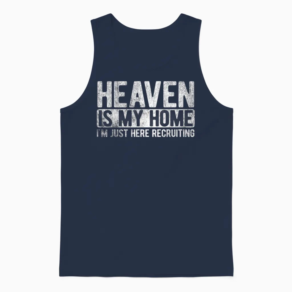 Heaven Is My Home Christian Religious Jesus T-Shirt Small Unisex Tank Top in Navy