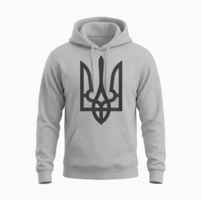 Ukraine Tridenten Flag Dark on Black Subtle Style T-Shirt, Black Unisex Hoodie - Ash