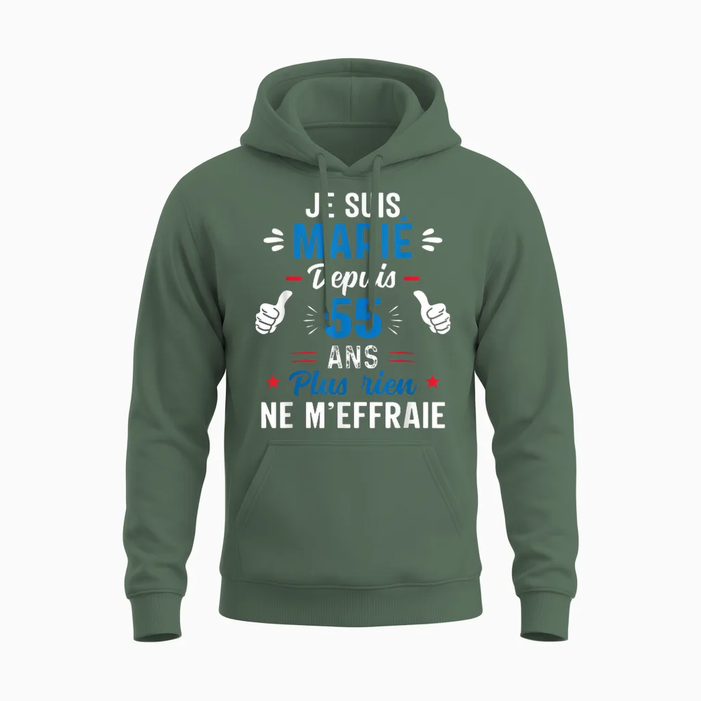 Couple in Love Gift 55th Anniversary Orchid T-Shirt, Black, S Unisex Hoodie in Military Green