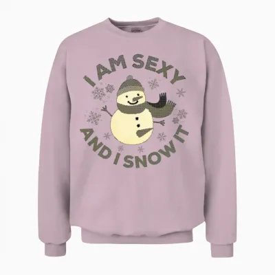 Funny Sexy Snowman Slogan Christmas Unisex Sweatshirt - Light Pink