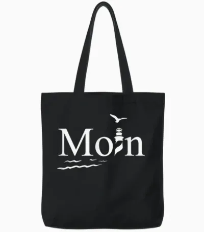 Maritimes Moin Mit Leuchtturm Und Möwe Tote Bags - Black