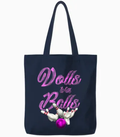 Dolls with Balls Funny Women Girls Bowling Team Tote Bags - Navy
