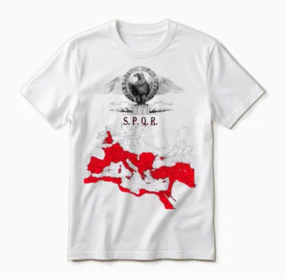 Spqr Banner with Detailed Map of the Roman Empire Unisex T-Shirt - White