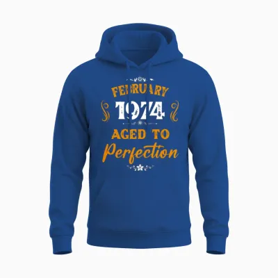 February 1974 Vintage Birthday Present Unisex Hoodie - Royal