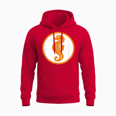 Seahorse Swimming Badge Early Swimmer Retro Swimming T-Shirt, White Unisex Hoodie - Red