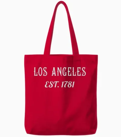 Los Angeles Est. 1781 Vintage Script Tote Bags - Red
