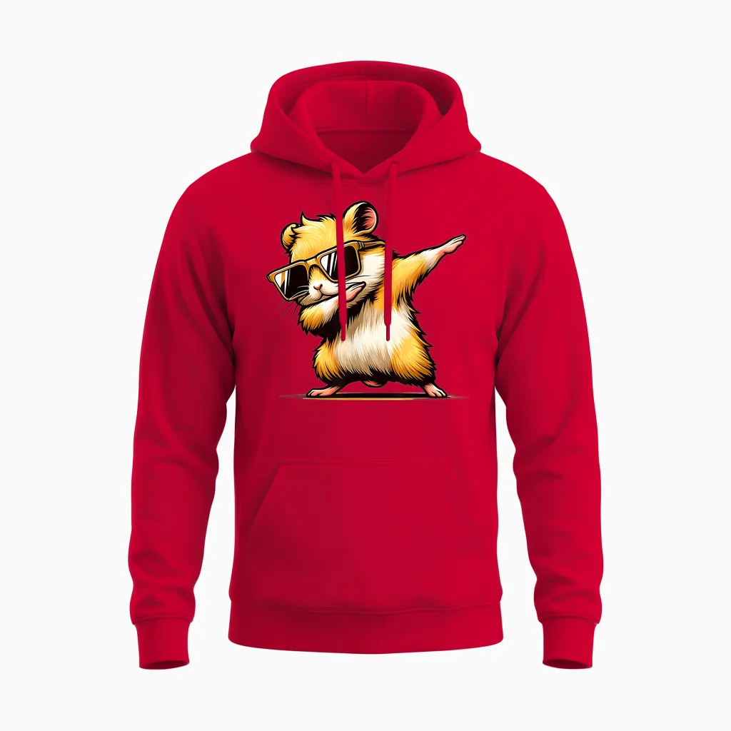 Lustiges Dab Tier Tanzender Dabbing Hamster Meme Unisex Hoodie in Red