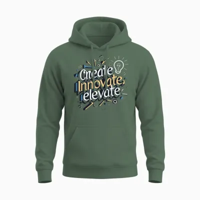 Create, Innovate, Elevate Unisex Hoodie - Military Green