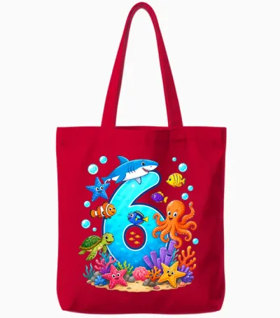 6. Geburtstag Ozean Meerestiere 6 Jahre Geburtstags Tote Bags - Red