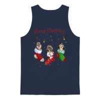 Funny Santa Shih Tzu Christmas Stocking Night Unisex Tank Top - Navy – 1