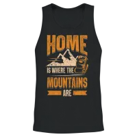 Home Is Where the Mountains Are Hiking Unisex Tank Top - Black – 2