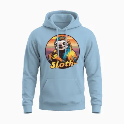Funny Sloth Retro Vintage Unisex Hoodie - Light Blue