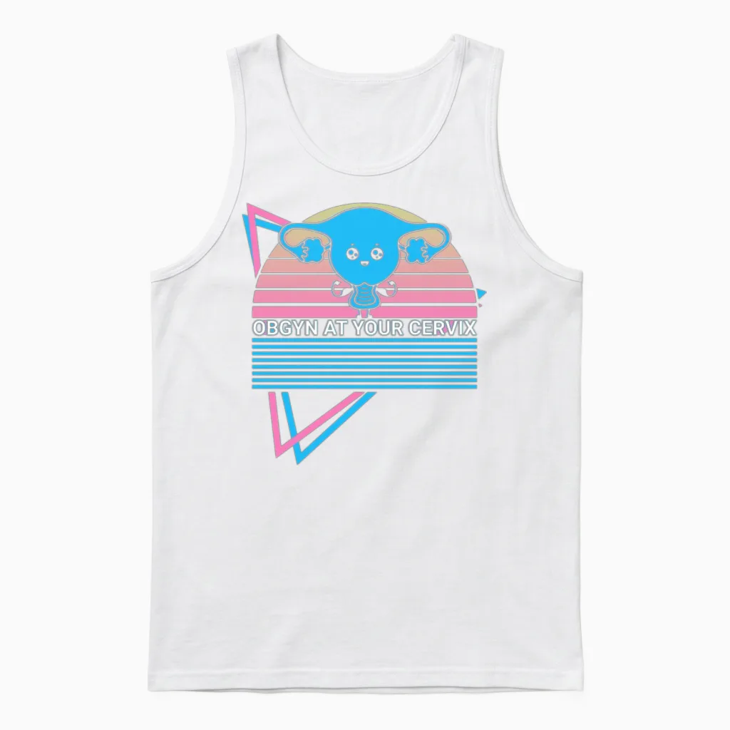 Obgyn Retro Unisex Tank Top in White