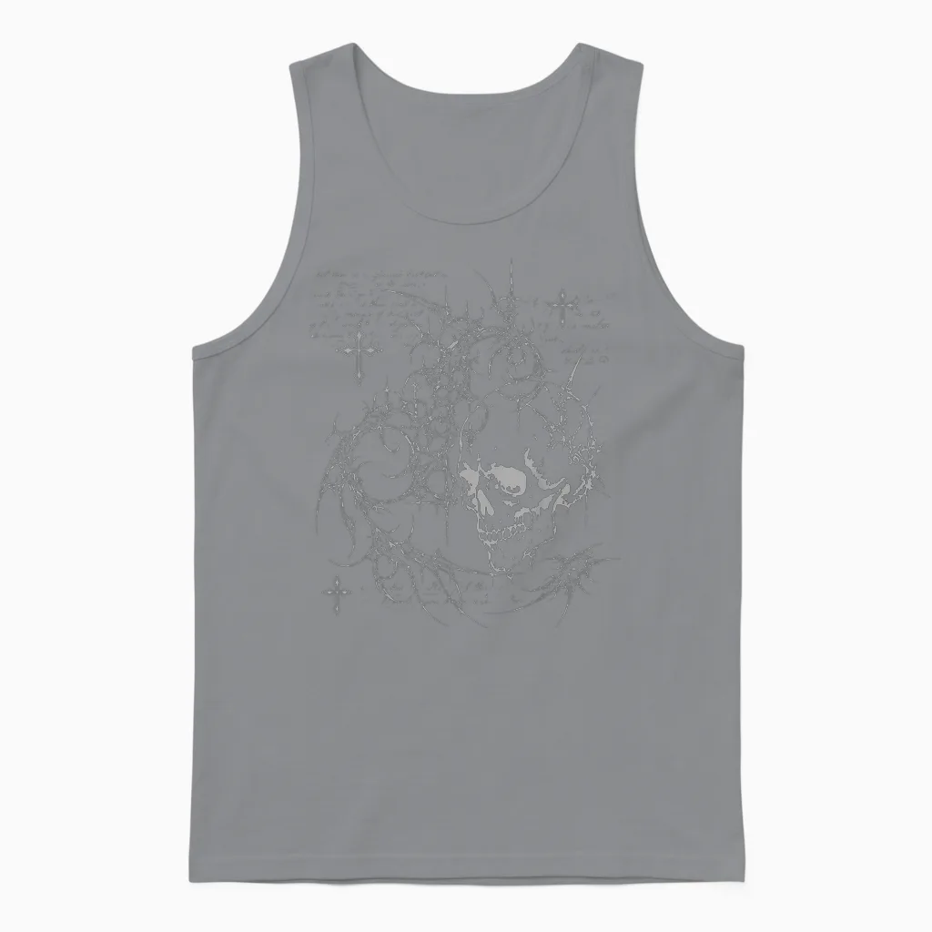 Y2k Grunge Goth Alt Skull Sigilism Vintage Graphic Unisex Tank Top in Sport Grey