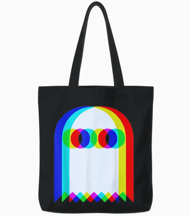 Ghost Trippy Vaporwave Halloween Techno Rave Edm Dj Music Tote Bags in Black