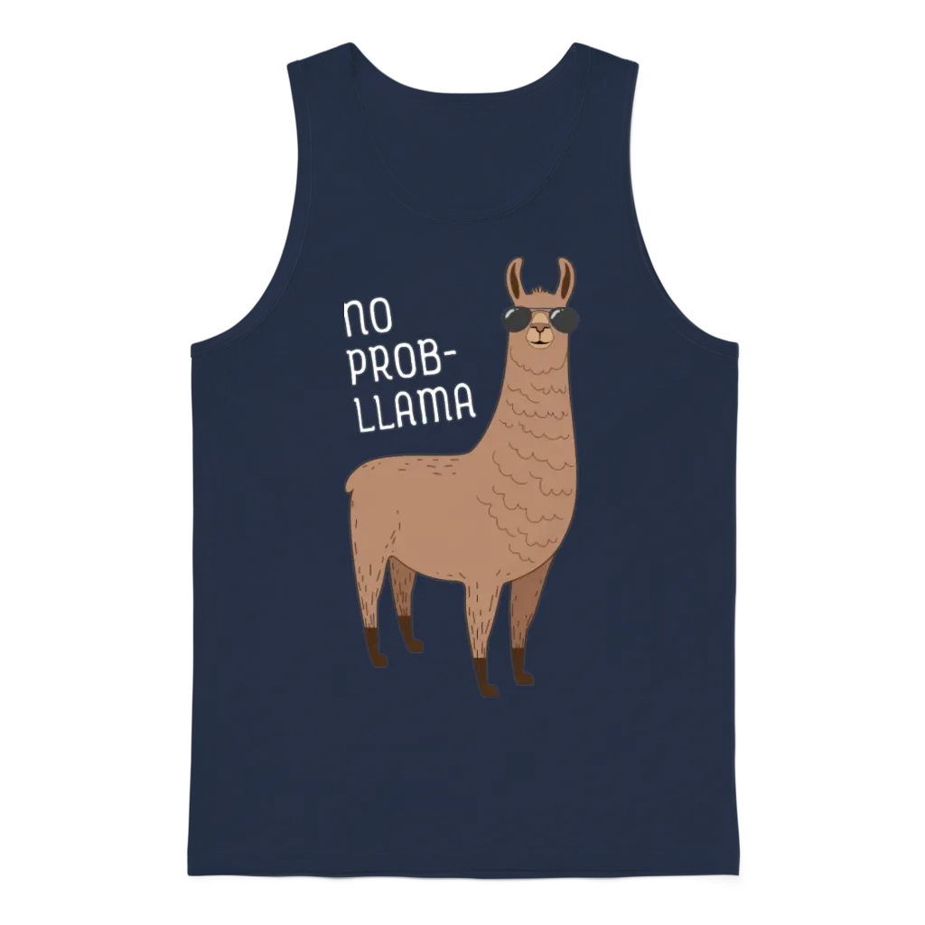 No Prob-Llama | Cool Llama with Sunglasses Design Unisex Tank Top - Navy