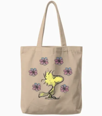 Peanuts Woodstock Liebe Blumen Tote Bags - Natural