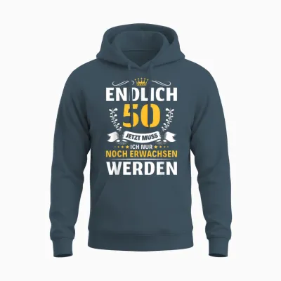 Endlich 50 Jahre Mann Woman Gift 50th Birthday T-Shirt, Black, S Unisex Hoodie - Dark Heather