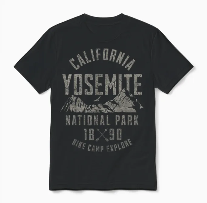 Yosemite National Park - Hiking & Outdoors Unisex T-Shirt in Black