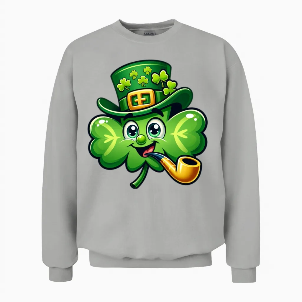 Funny Irish Shamrock Unisex Sweatshirt in Ash