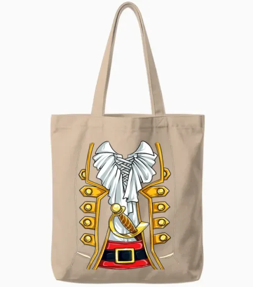 Pirate Buccaneer Costume T Shirt Funny Halloween Tote Bags in Natural
