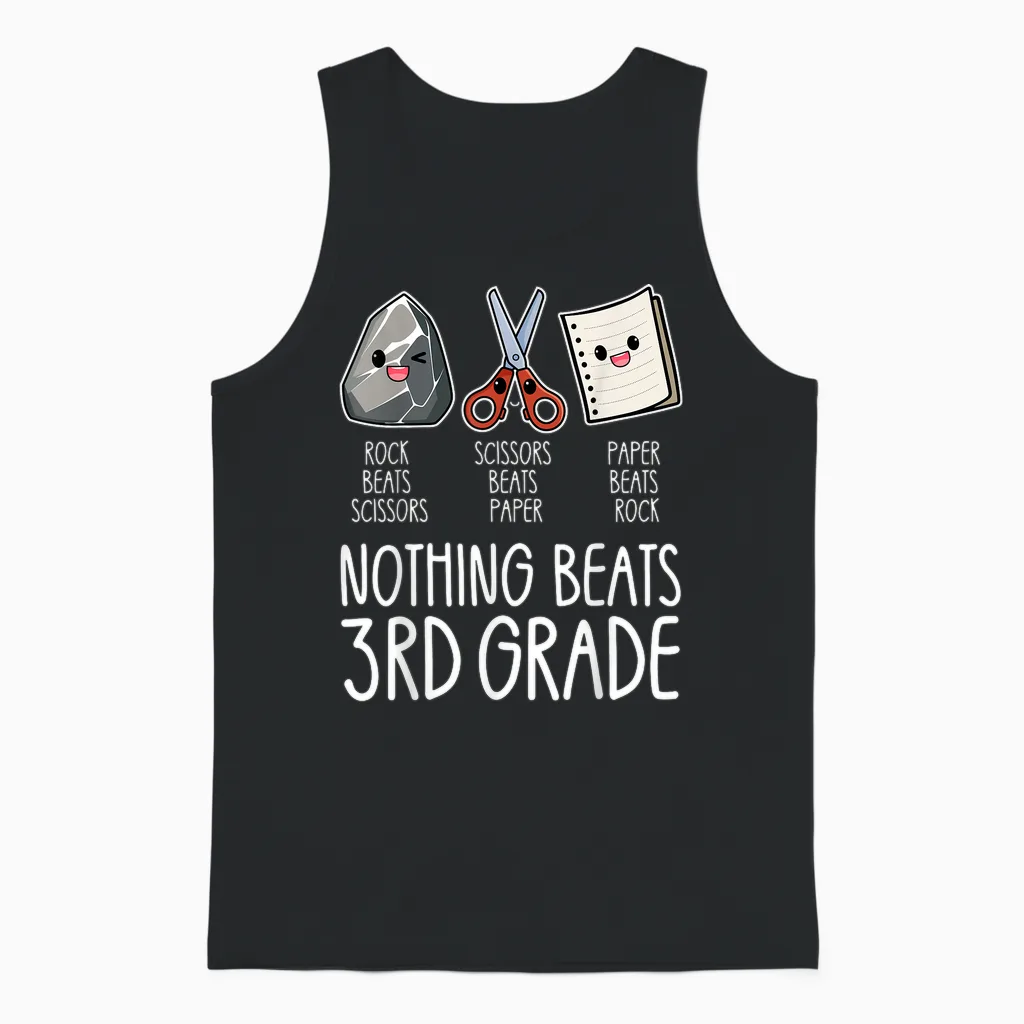 Nothing Beats 3rd Grade Funny Back to School Kids Teachers Unisex Tank Top in Black