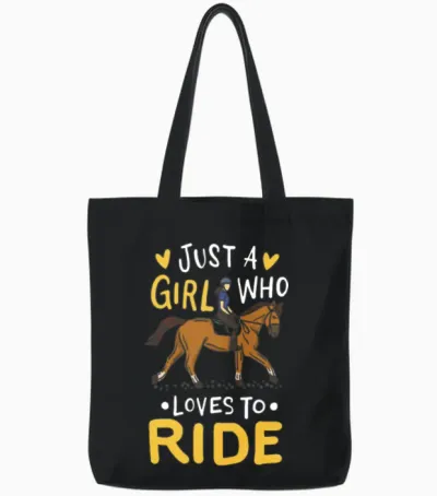 Horse Horseback Riding Tote Bags - Black