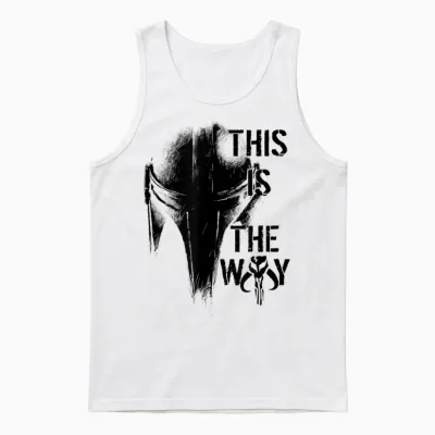 Star Wars the Mandalorian the Way Mando Helm T-Shirt - Weiß, Kurzarm, V-Ausschnitt, Klein, Unisex, Einfarbig, Pull-On, 1 Count, Eu 38/40 Unisex Tank Top - White