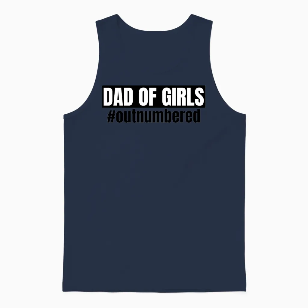 Dad of Girls Outnumbered Unisex Tank Top in Navy