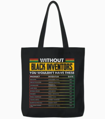 History of Forgotten Black Inventors Black History Tote Bags - Black