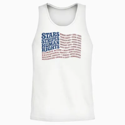 Stars and Stripes and Human Rights Patriotic Usa Unisex Tank Top - White