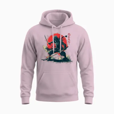 Vintage Anime Japanese Ninja Samurai Fighter Martial Arts T-Shirt, Black, S Unisex Hoodie - Light Pink