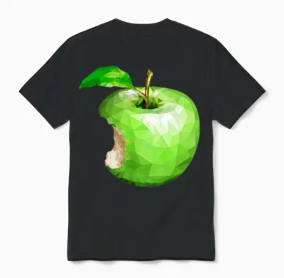 Green Apple with a Bite Unisex T-Shirt - Black