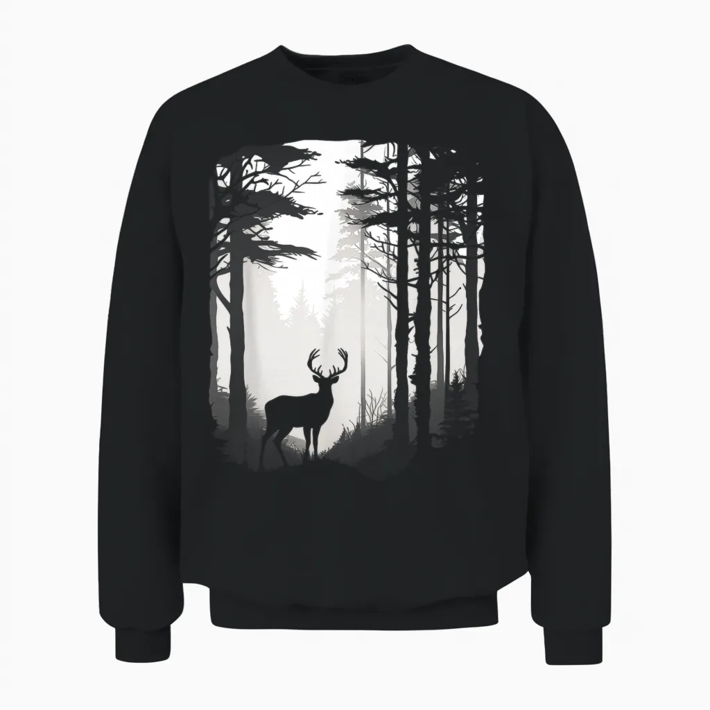 Deer Forest Wildlife Unisex Sweatshirt in Black