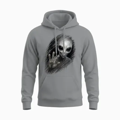 Cadeau Original 3d Ufo Ovni Trompe œil Extraterrestre Alien Unisex Hoodie - Sport Grey
