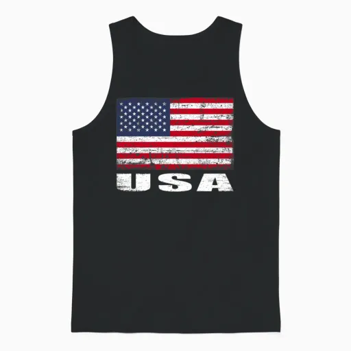 Usa Flag Grunge Country Flag Usa Unisex Tank Top in Black