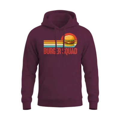 Burger Squad Retro Unisex Hoodie - Maroon