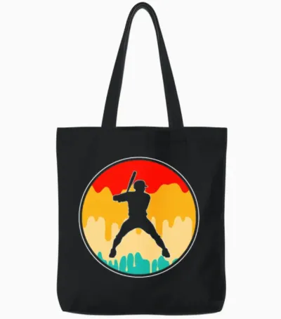 Baseball Retro Tote Bags - Black