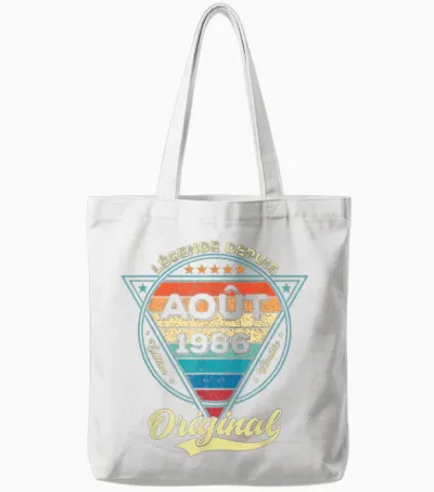 Legend Since August 1986 39th Birthday Tote Bags - White