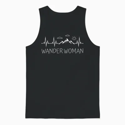 Heartbeat Wandern Wanderwoman Berge Herzschlag Wander Woman Unisex Tank Top - Black