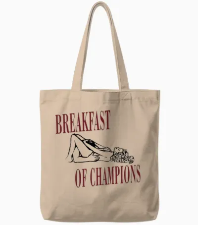 Breakfast of Champions Drôle Inscription Rétro Homme Fête Tote Bags - Natural