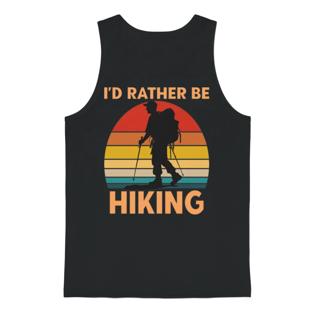Male Hiker Id Rather Be Hiking Unisex Tank Top - Black