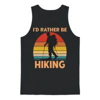 Male Hiker Id Rather Be Hiking Unisex Tank Top - Black – 1