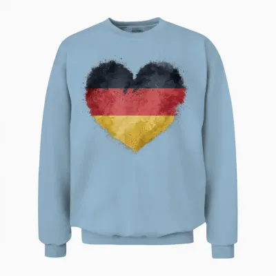 Leuchtendes Herz, Deutsche Flagge, Farben, Deutschland-Fan Unisex Sweatshirt - Light Blue