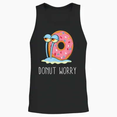 Spongebob Schwammkopf Donut Worry Gary Unisex Tank Top - Black