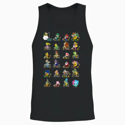Mario Kart Character Stacks Unisex Tank Top - Black