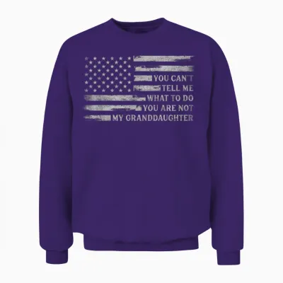 You Can't Tell Me What to Do Granddaughter Father's Day Grey Unisex Sweatshirt - Purple